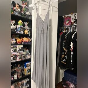 Black and white Striped Asymmetrical Maxi dress